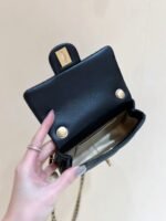 25S CHANEL CROSSBODY HANDBAG 17 IN BLACK LAMBSKIN GOLD HARDWARE - Image 14