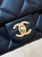 25S CHANEL CROSSBODY HANDBAG 17 IN BLACK LAMBSKIN GOLD HARDWARE - Image 9
