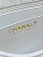 CHANEL 25S MINI SQUARE FLAP BAG 17 IN WHITE CALFSKIN CAVIAR GOLD HARDWARE - Image 9