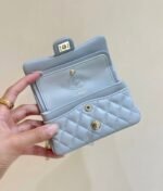 CHANEL 25S FLAP CHARM BAG 13 IN SKY BLUE LAMBSKIN - Image 15