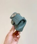CHANEL 25S FLAP CHARM BAG 13 IN TEAL BLUE LAMBSKIN - Image 4
