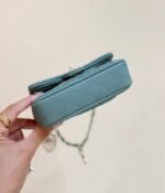 CHANEL 25S FLAP CHARM BAG 13 IN TEAL BLUE LAMBSKIN - Image 14
