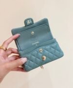 CHANEL 25S FLAP CHARM BAG 13 IN TEAL BLUE LAMBSKIN - Image 6