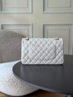 CHANEL 25S CLASSIC FLAP BAG 25 CM IN WHITE LAMBSKIN WITH GOLD HARDWARE - Image 12