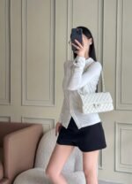 CHANEL 25S CLASSIC FLAP BAG 25 CM IN WHITE LAMBSKIN WITH SILVER HARDWARE - Image 13