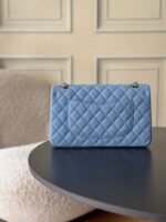 CHANEL 25S CLASSIC FLAP BAG 25 CM IN LIGHT BLUE LAMBSKIN WITH GOLD HARDWARE - Image 2