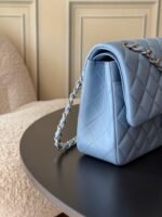 CHANEL 25S CLASSIC FLAP BAG 25 CM IN LIGHT BLUE LAMBSKIN WITH GOLD HARDWARE - Image 12
