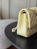 CHANEL 25S CLASSIC FLAP BAG 25 CM IN PALE BEIGE YELLOW LAMBSKIN WITH GOLD HARDWARE - Image 4