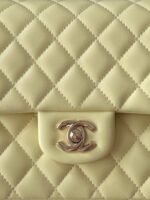 CHANEL 25S CLASSIC FLAP BAG 25 CM IN PALE BEIGE YELLOW LAMBSKIN WITH GOLD HARDWARE - Image 12
