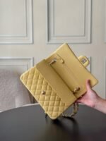 CHANEL 25S CLASSIC FLAP BAG 25 CM IN LIGHT YELLOW LAMBSKIN WITH GOLD HARDWARE - Image 13