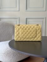 CHANEL 25S CLASSIC FLAP BAG 25 CM IN LIGHT YELLOW LAMBSKIN WITH GOLD HARDWARE - Image 10