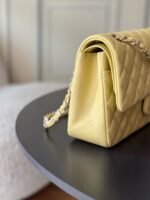 CHANEL 25S CLASSIC FLAP BAG 25 CM IN LIGHT YELLOW LAMBSKIN WITH GOLD HARDWARE - Image 11
