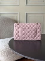 CHANEL 25S CLASSIC FLAP BAG 25 CM IN LIGHT PINK LAMBSKIN WITH GOLD HARDWARE - Image 3
