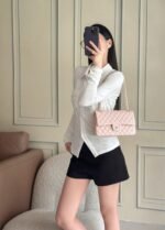 CHANEL 25S CLASSIC FLAP BAG 25 CM IN LIGHT PINK LAMBSKIN WITH GOLD HARDWARE - Image 18