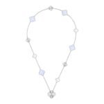 DETACHABLE CLOVER 15(11+4) FLOWER SILVER NECKLACE SET