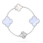 DETACHABLE CLOVER 15(11+4) FLOWER SILVER NECKLACE SET