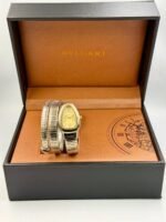Branded Snake Watch, Yellow Watch Face, Silver & Gold - Image 2