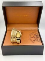 Branded Snake Watch, Yellow Watch Face, Gold - Image 2