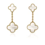 CLOVER 2 MOTIF WHITE MOP EARRINGS - Rose Gold