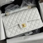 CHANEL 25S FLAP BAG 25.5 CM IN WHITE LAMBSKIN