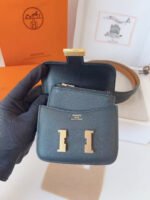 HM KELLY CONSTANCE SLIM WALLET BELT IN BLACK CALFSKIN GOLD HARDWARE - Image 7