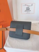 HM KELLY CONSTANCE SLIM WALLET BELT IN BLACK CALFSKIN GOLD HARDWARE - Image 6