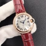 BALLON BLEU 33MM ROSE GOLD CASE DIAMOND BEZEL RED LEATHER - Image 13