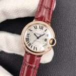 BALLON BLEU 33MM ROSE GOLD CASE DIAMOND BEZEL RED LEATHER - Image 4