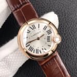 BALLON BLANC DE CARTIER QUARTZ ROSE GOLD BROWN LEATHER - Image 10