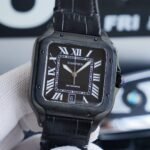 SANTOS 40MM BLACK CASE LEATHER STRAP - Image 2