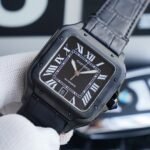 SANTOS 40MM BLACK CASE LEATHER STRAP - Image 3