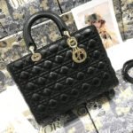 LARGE LADY BAG 32CM BLACK CANNAGE LAMBSKIN - Image 9