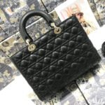 LARGE LADY BAG 32CM BLACK CANNAGE LAMBSKIN - Image 10