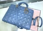 LARGE LADY BAG 32CM BLUE CANNAGE LAMBSKIN - Image 8
