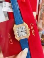 SANTOS LADY 35MM QUARTZ 35MM GOLD CASE DIAMOND BEZEL LEATHER - Image 11