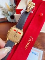 SANTOS LADY 35MM QUARTZ 35MM GOLD CASE DIAMOND BEZEL LEATHER - Image 14