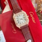 SANTOS LADY 35MM QUARTZ ROSE GOLD CASE DIAMOND BEZEL LEATHER - Image 8