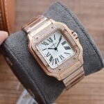 SANTOS LADY 35MM QUARTZ 35MM ROSE GOLD DIAMOND - Image 13