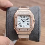 SANTOS LADY 35MM QUARTZ 35MM ROSE GOLD DIAMOND - Image 3