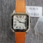 SANTOS 34MM STEEL CASE BROWN LEATHER - Image 2
