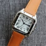SANTOS 34MM STEEL CASE BROWN LEATHER - Image 3