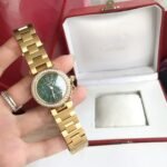 CARTIE PASHA 35MM QUARTZ GOLD CASE DIAMOND BEZEL BLUE DIAL - Image 12