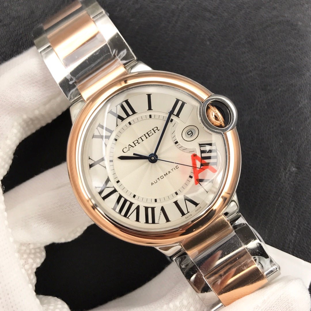 13304572096292193_70f4cbec-9871-42f9-9576-c9a7055ba9e7 BALLON BLEU DATE 42 TWO TONE PINK GOLD SILVER WHITE DIAL - Image 1