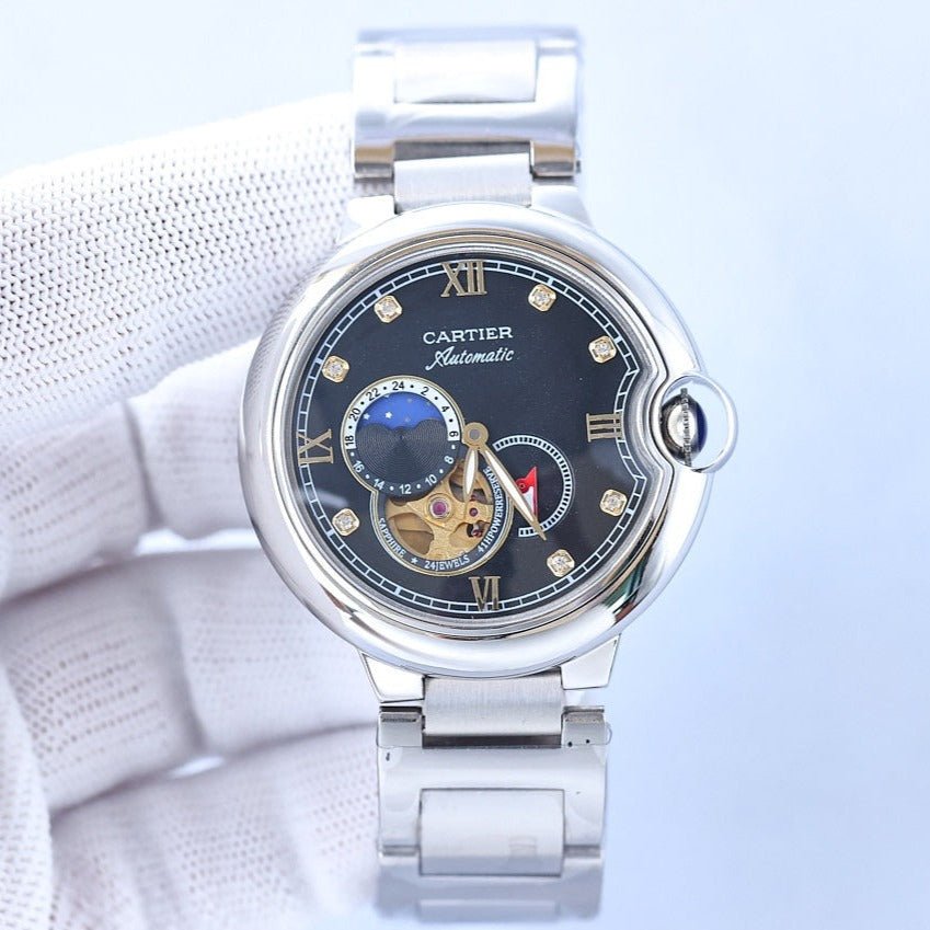 13305289700985612_cdb29d9f-857e-417f-8056-49ac7a4fa14b BALLON BLEU 36MM OPEN HEART PINK DIAMOND NUMERALS STEEL STRAP - Image 1