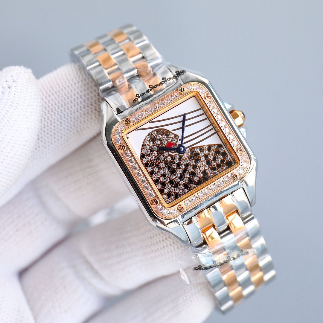 13338901802497647_2f5e6108-b5a7-4769-b07f-302450e5ca4e PANTHERE 27MM PINK GOLD CASE DIAMOND BEZEL DIAMOND DIAL - Image 1