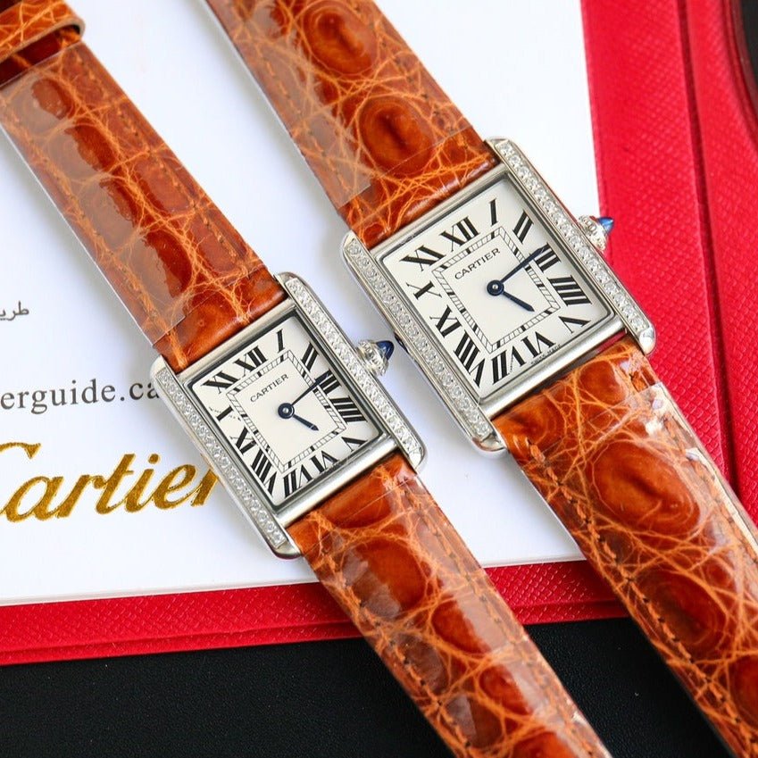 13341914004944253_32284f88-47a7-4c62-8a9f-b44ea9b0ccad TANK MUST SMALL STEEL DIAMOND BEZEL LEATHER STRAP EWHITE DIAL - Image 1