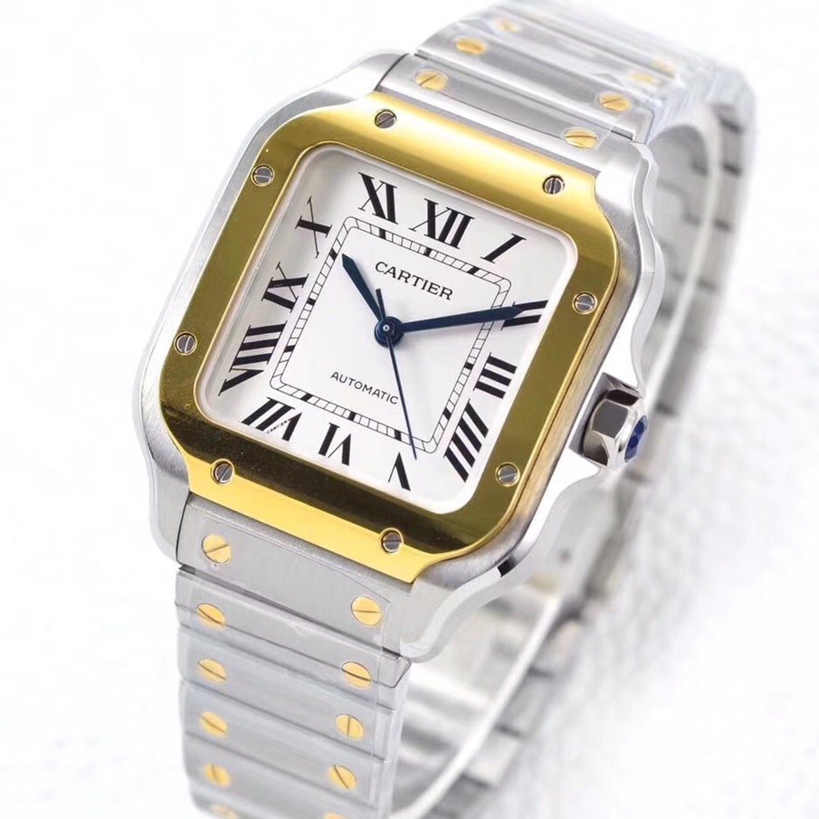 13341926592221536_71d9cb67-efb2-4288-9203-79e2d3906829 SANTOS LADY 35.1MM AUTOMATIC GOLD STEEL - Image 1