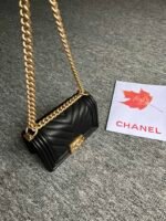 BOY BAG SMALL 20 BLACK CHEVRON CAVIAR GOLD HARDWARE - Image 12