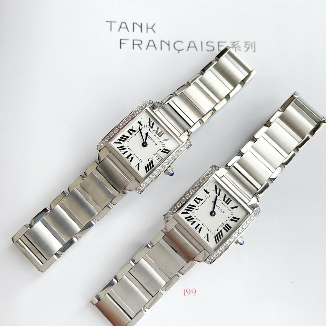13344677854948582 TANK FRANCAISE 25 STEEL DIAMOND BEZEL WHITE DIAL - Image 1