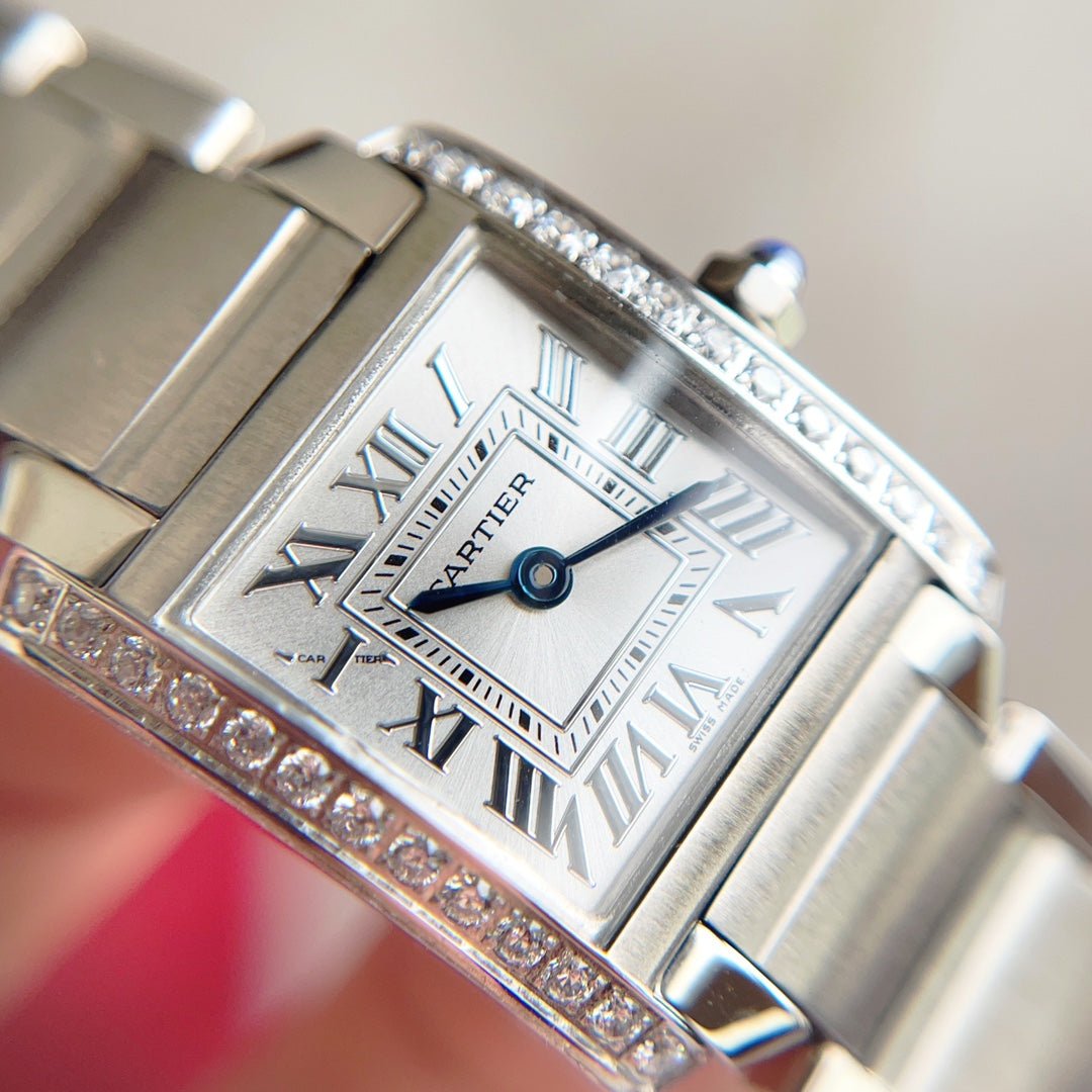 13344677946336299 TANK FRANCAISE 20 STEEL DIAMOND BEZEL WHITE DIAL - Image 1